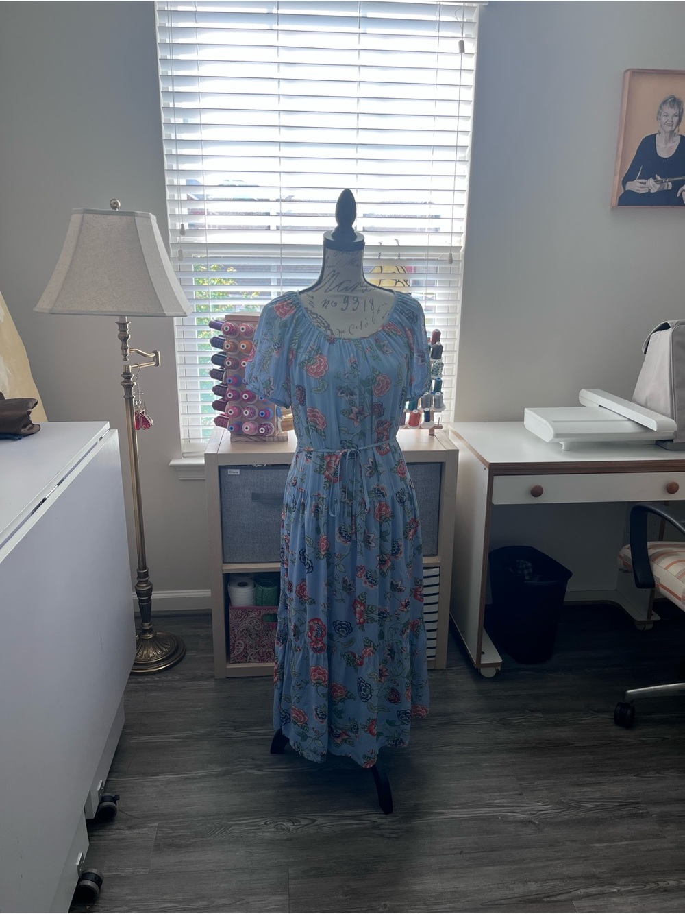 Loft size small Floral Dress in Light Blue